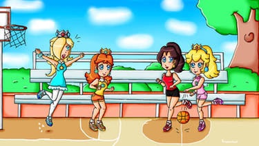 Mario girls playing basketball