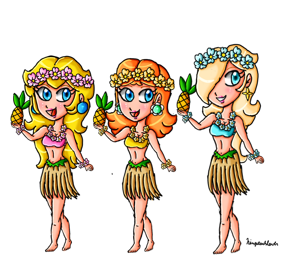 Princesses hula dancers by GoddessPrincessLulu on DeviantArt
