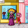 Peach and Amy shopping 