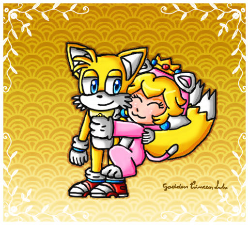 C- Cat Peach hugging Tails by GoddessPrincessLulu on DeviantArt