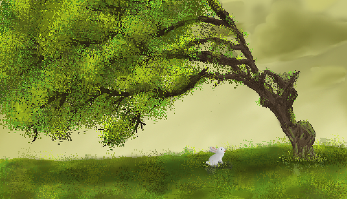 Rabbit Under The Derpy Tree by GreenBakon on DeviantArt