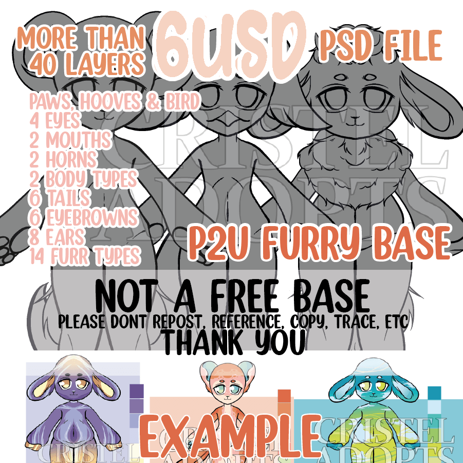 Furry Types Base P2U SYMETRIC FURRY BASE by Cristeladopts on DeviantArt