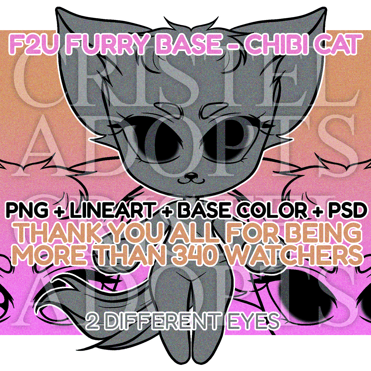F2U Furry chibi cat base by Cristeladopts on DeviantArt