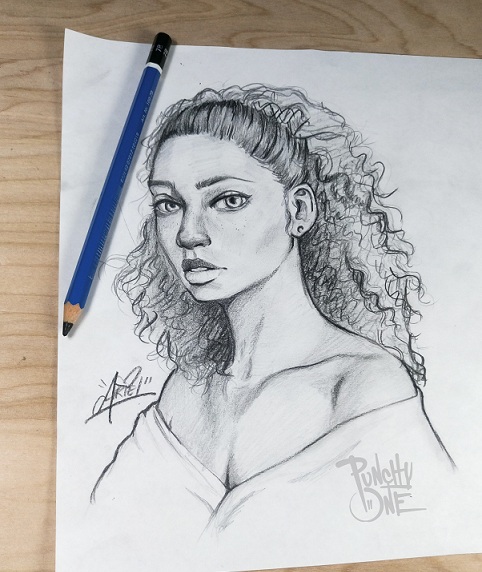 Curly Beauty - Sketch Drawing Illustation