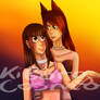 Neko and Aqua in underwear