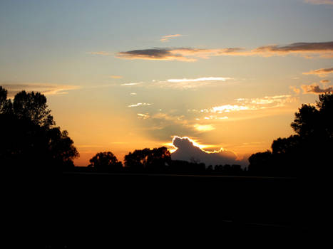 burning cloud in sunset