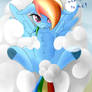 Rainbow Dash on the clud