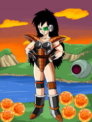 Female Saiyan With Raditz Armor W/Backround