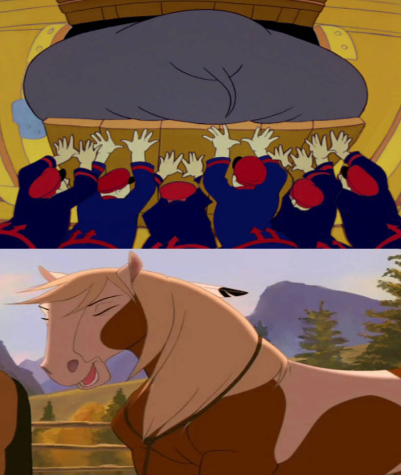 Rain laughs at the Matriarch's big rump stuck by Gatormvl on DeviantArt