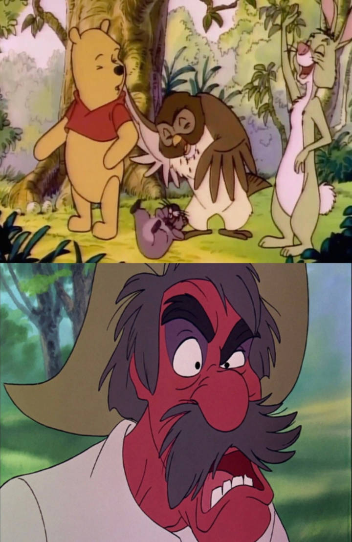 Rabbit, Owl and Gopher laugh at Amos redfaced by Gatormvl on DeviantArt