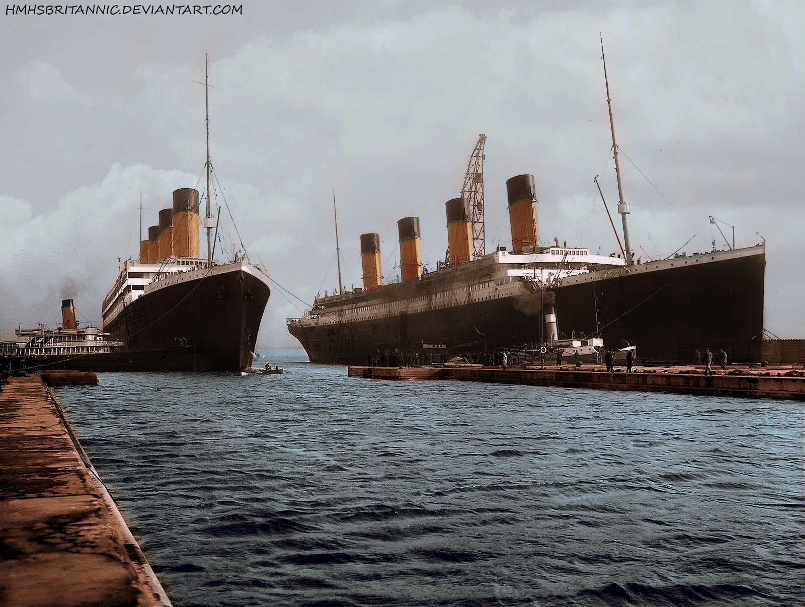 RMS Olympic and RMS Titanic by hmhsbritannic on DeviantArt