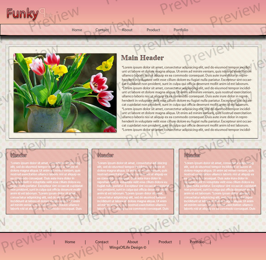 Funky Pink Website Template by WingsOfLifeDesign on DeviantArt