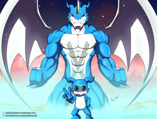 Commission: Veemon e ExVeemon (Digimon)