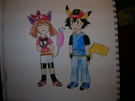 Skitty May and Pikachu Ash