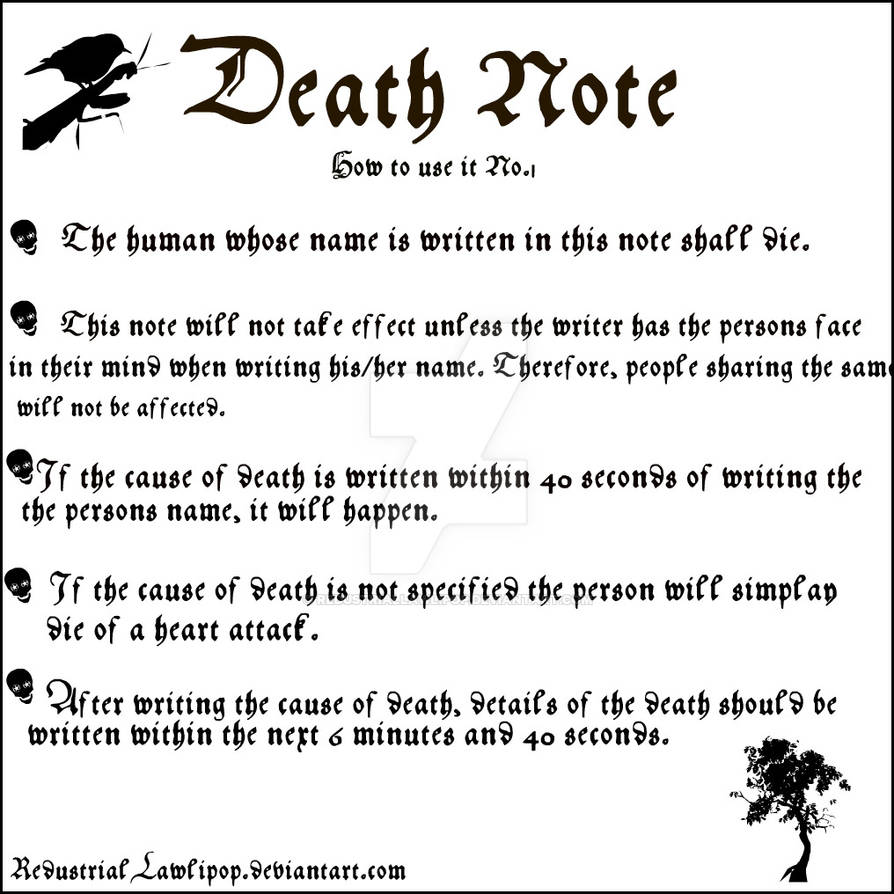 Death Note Form Death Note: How to use it 1 by RedustrialLawlipop on DeviantArt