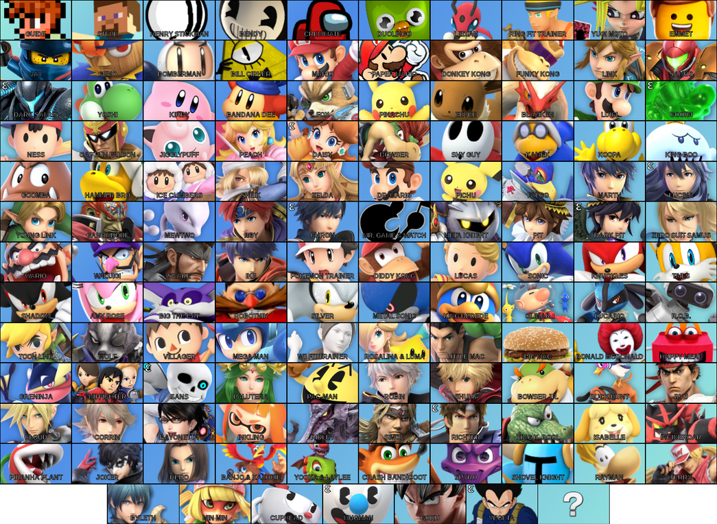 My Smash Bros Roster (Updated 9-29-2020) by Vaporeon8090 on DeviantArt