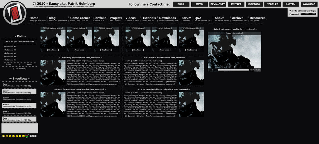 Personal website concept v3 by NinjaSaus