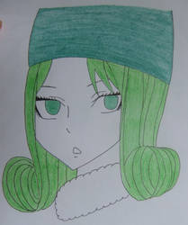 Juvia with green hair and eyes