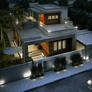 Libya contemp villa night render