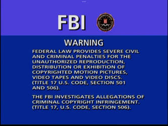 FBI Warning Screen Columbia Tristar Version