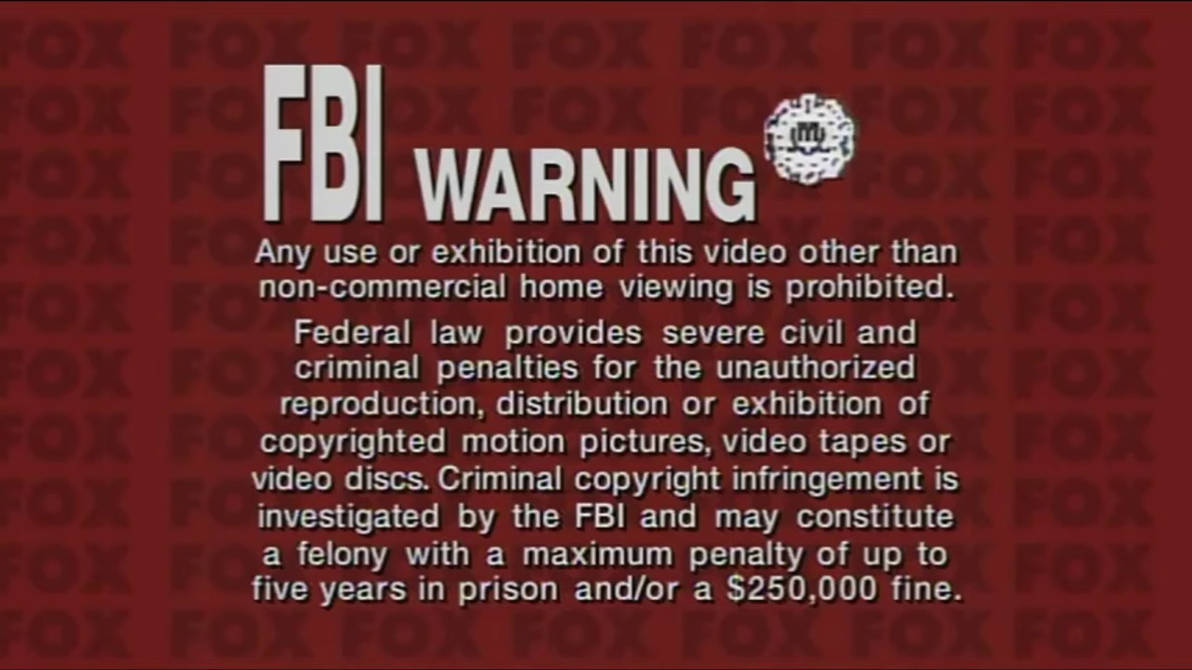 FBI Warning Screen 20th Century Fox Version by GraceLamson2008 on ...