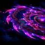 Glowing magical disc in dark energy storm