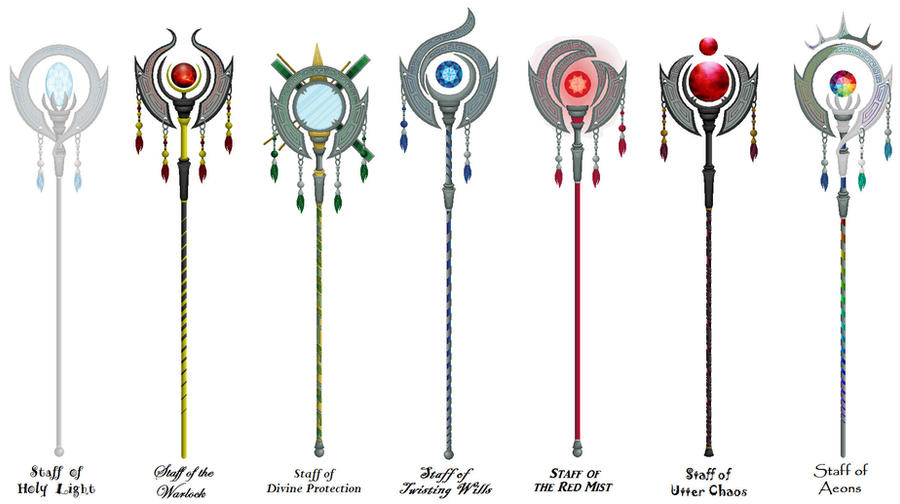 Multi Mage Staffs by Mistress-DarkLoki on DeviantArt