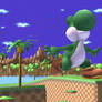 Giant yoshi in Green hill zone