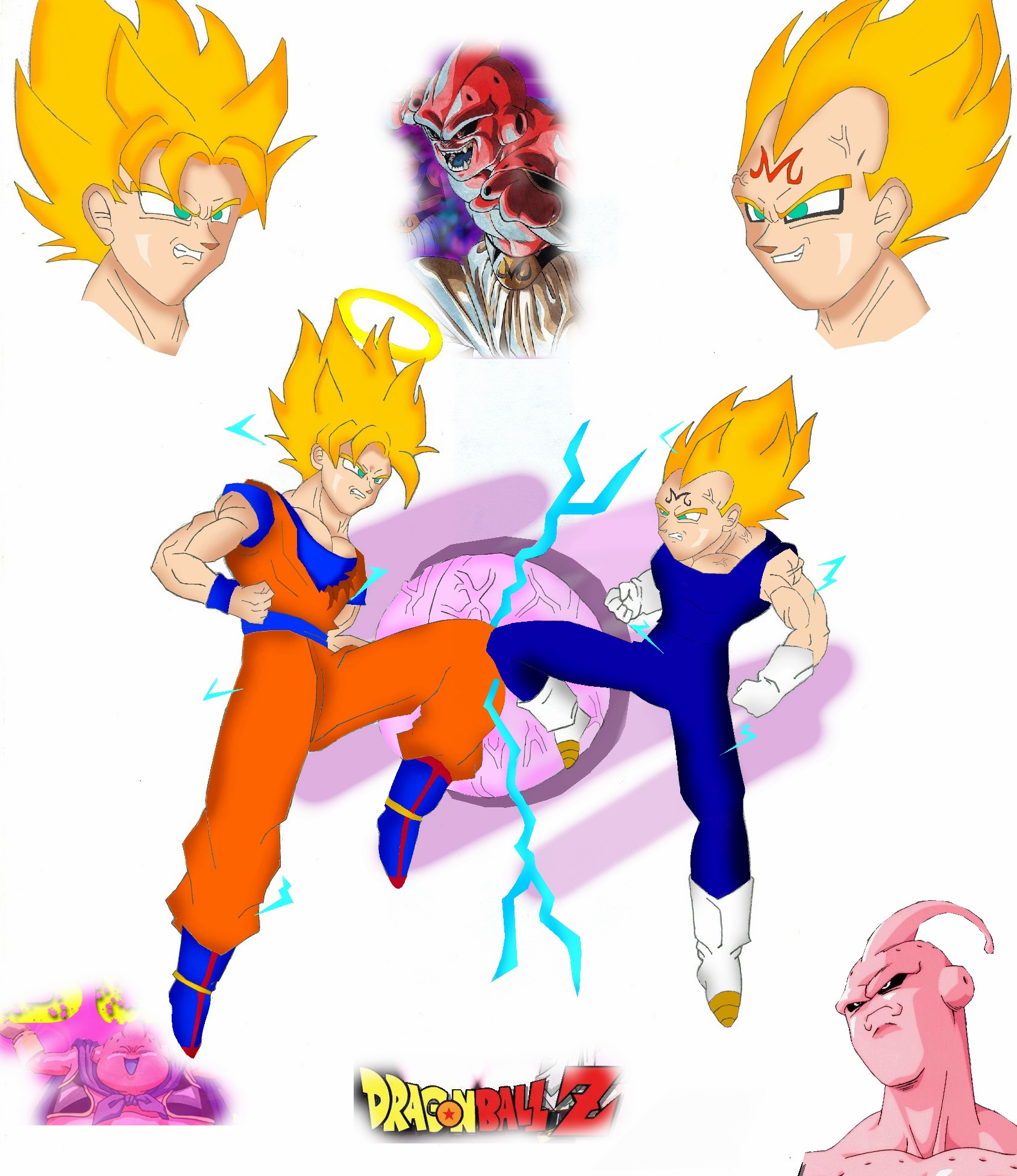 Goku Vs Majin Vegeta and Buu by SonGoku17 on DeviantArt