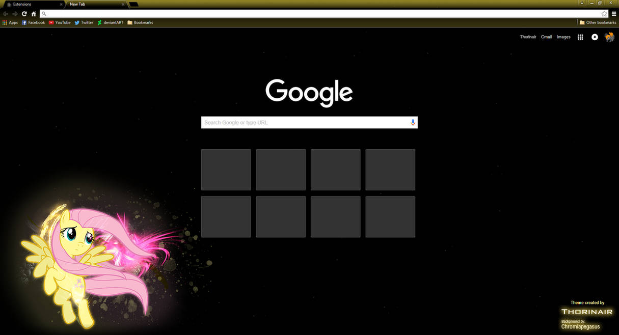 Fluttershy Google Chrome Theme by Thorinair
