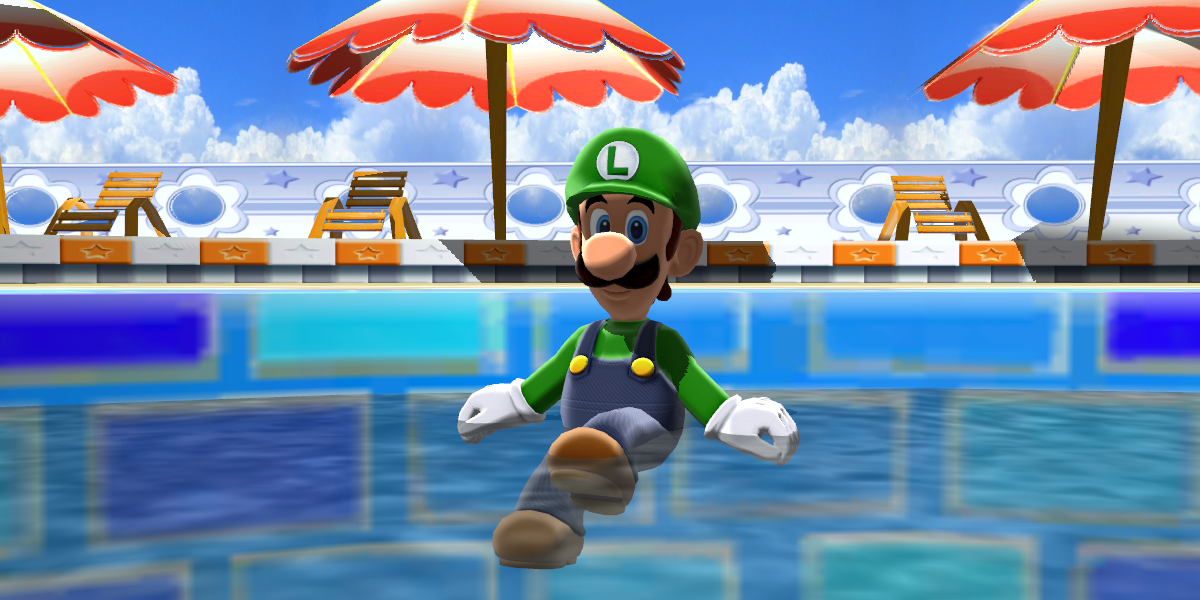 Luigi Pool Raft Luigi swimming on Daisy's Cruiser by ArtLuigiBros on DeviantArt
