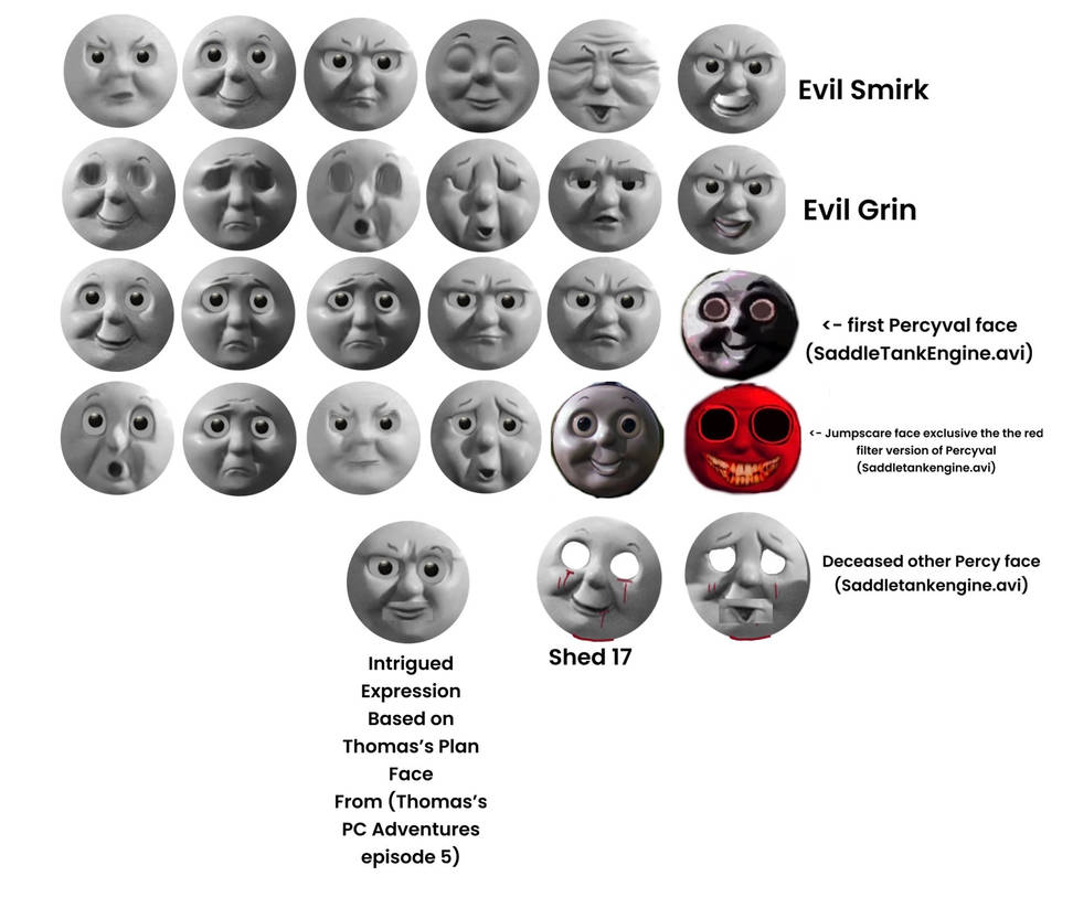 Percy the Small Engine Faces (Plus Extras) by Geoffreysambursky1 on ...