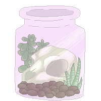 Succulents and skull in bottle [F2U]