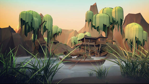 Swamp Environment- Low Poly Model