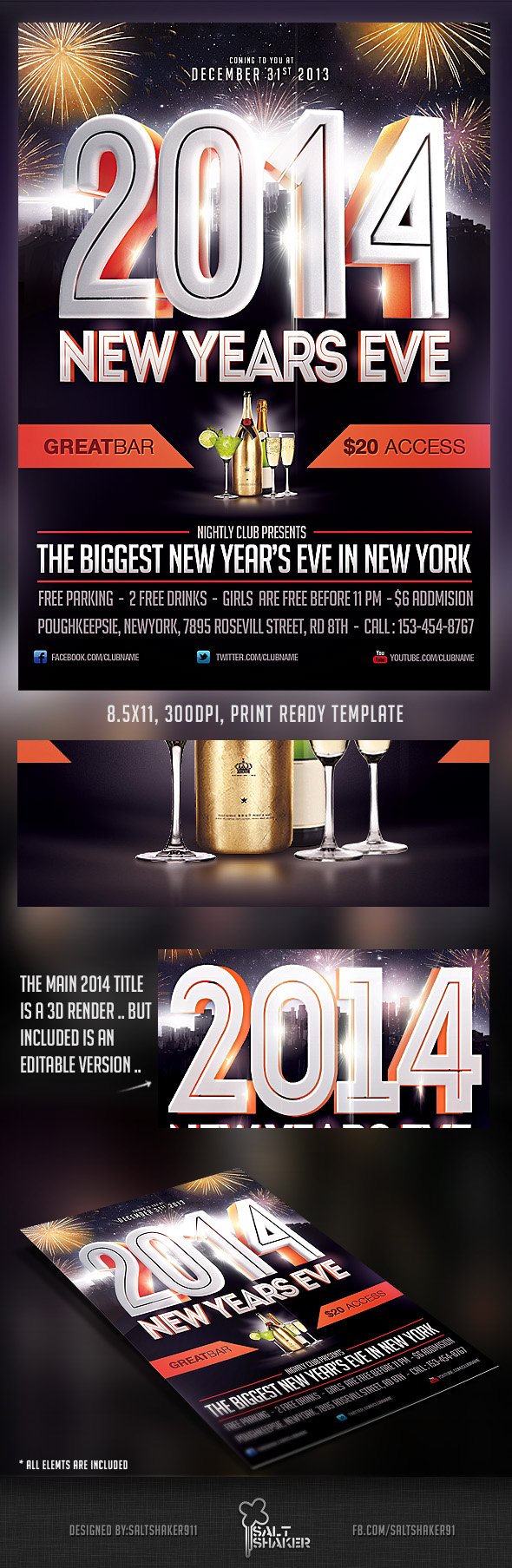 2014 New Years Eve Flyer Template