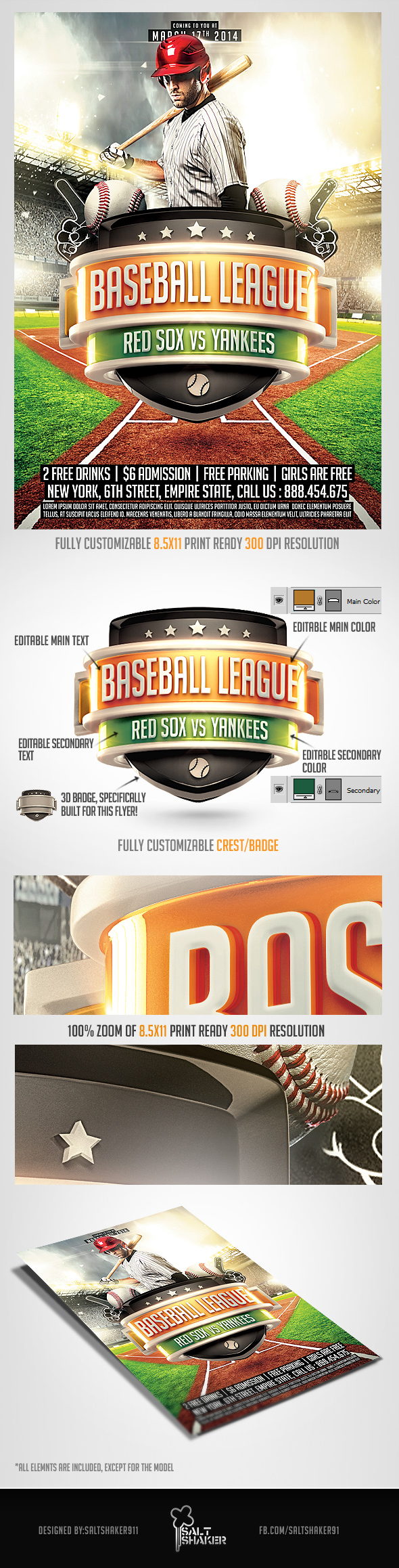 Baseball League Flyer Template