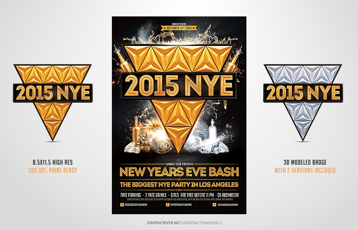 2015 New Years Eve NYE Flyer Template