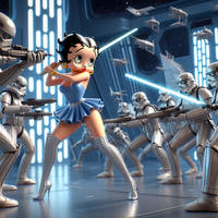 Sci-fi Betty vs the Storm Troopers