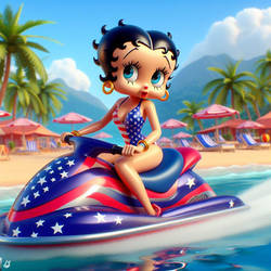 Betty Boop, all American jet ski girl