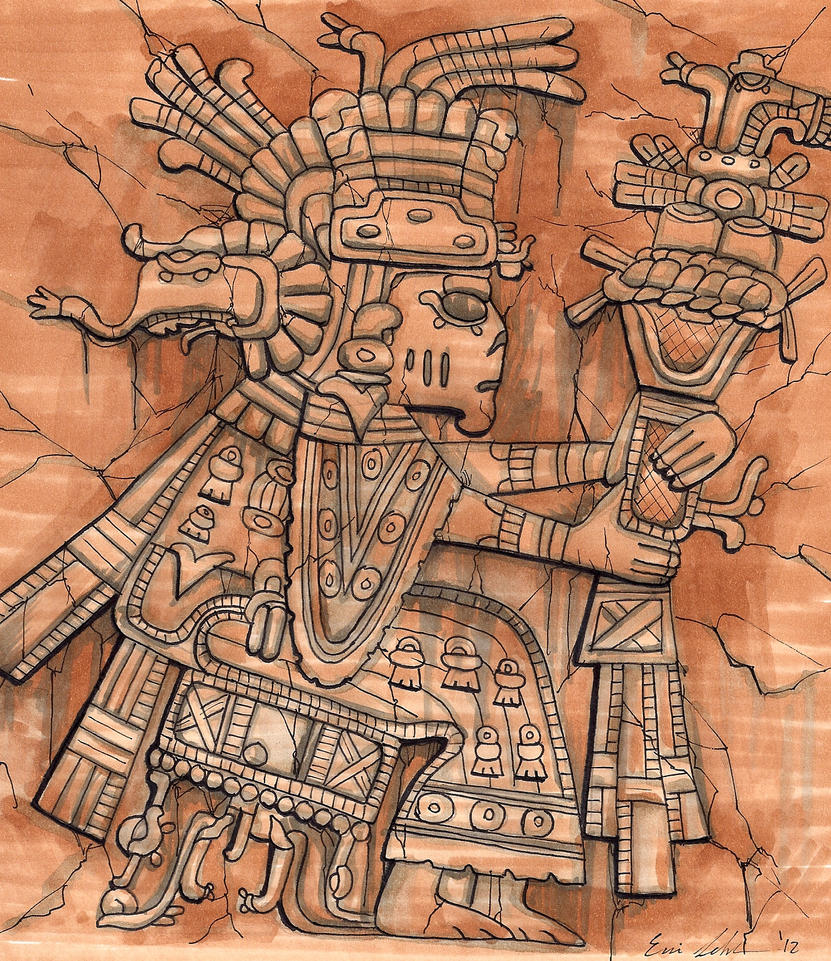 Ancient Alien Mayan Carving By DarklighterDigital On 