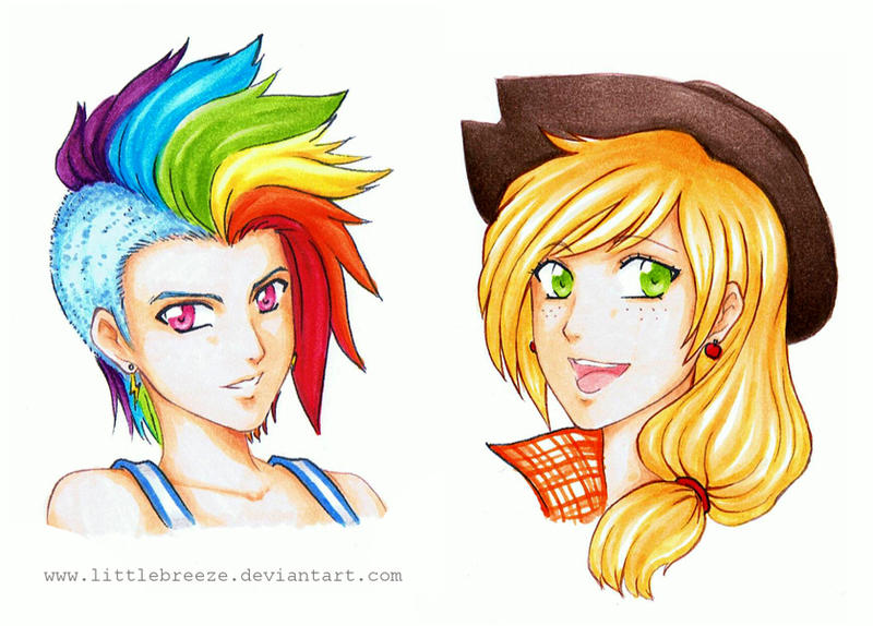 Mlp Human Rainbow Dash And Applejack By Littlebreeze On Deviantart
