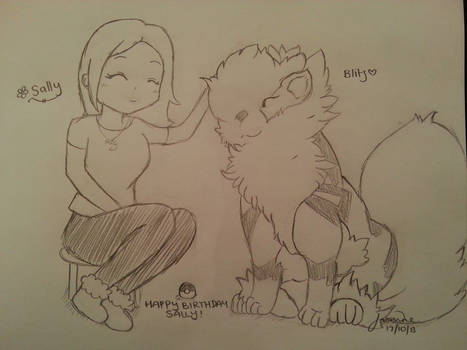 Trainer and Arcanine (HBD Sally!)