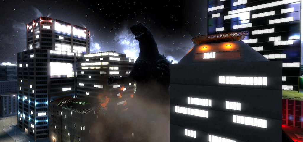 Godzilla Rgabbign Building Godzilla rampaging by CyotheLion on DeviantArt