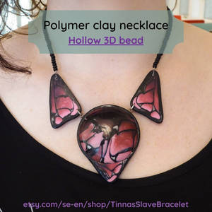 Hollow 3D polymer clay statement necklace.