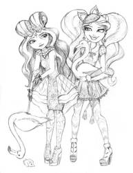 Ever After High Lizzie and Kitty play Croquet