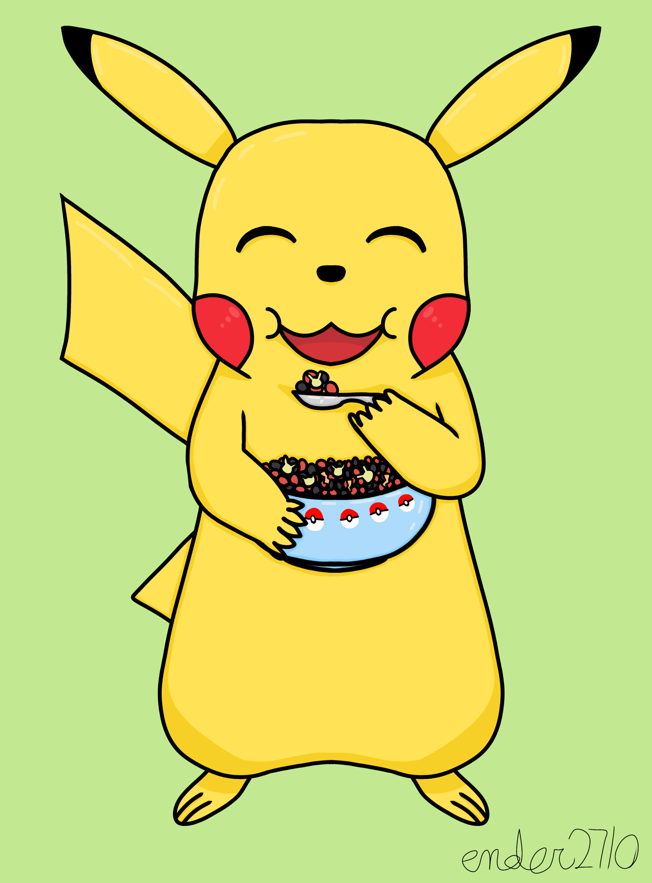 Cuyo Maravilloso Térmico Pikachu Eating Berry Bolt Cereal by ender2710 on DeviantArt