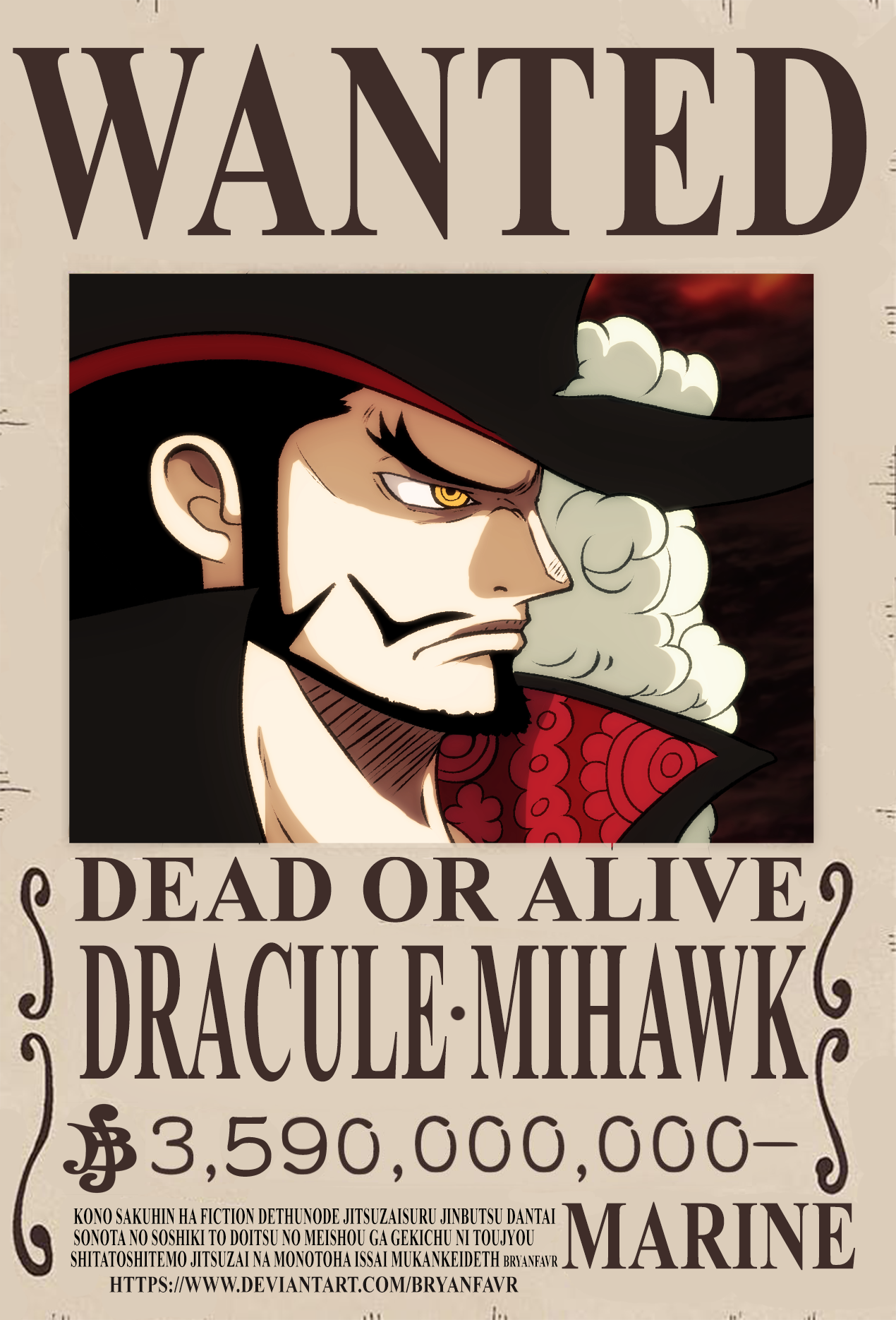 Dracule Mihawk WANTED (One Piece Ch. 1058) by bryanfavr on DeviantArt