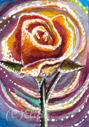 ATC-the magic of rose in watercolour