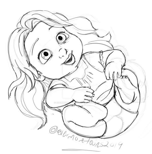 Cartoon Baby Rapunzel Sketch Drawings for Kids