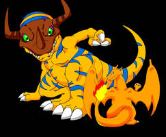 Greymon and Charizard